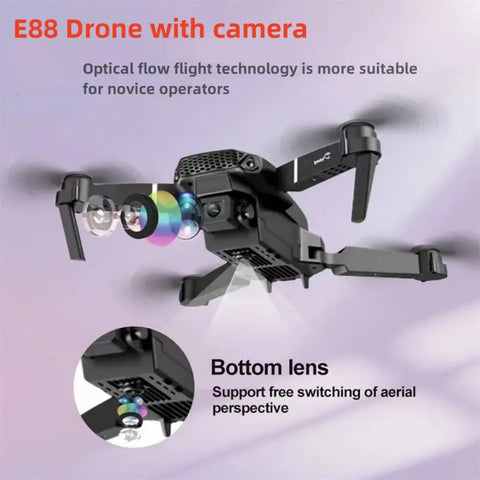 The Battery Configuration Of The E88 Smart Camera Drone Features Real-time Image Transmission From A Single Camera. It Has One-click Touch And Landing Functions. This Is A Foldable Remote-controlled D null